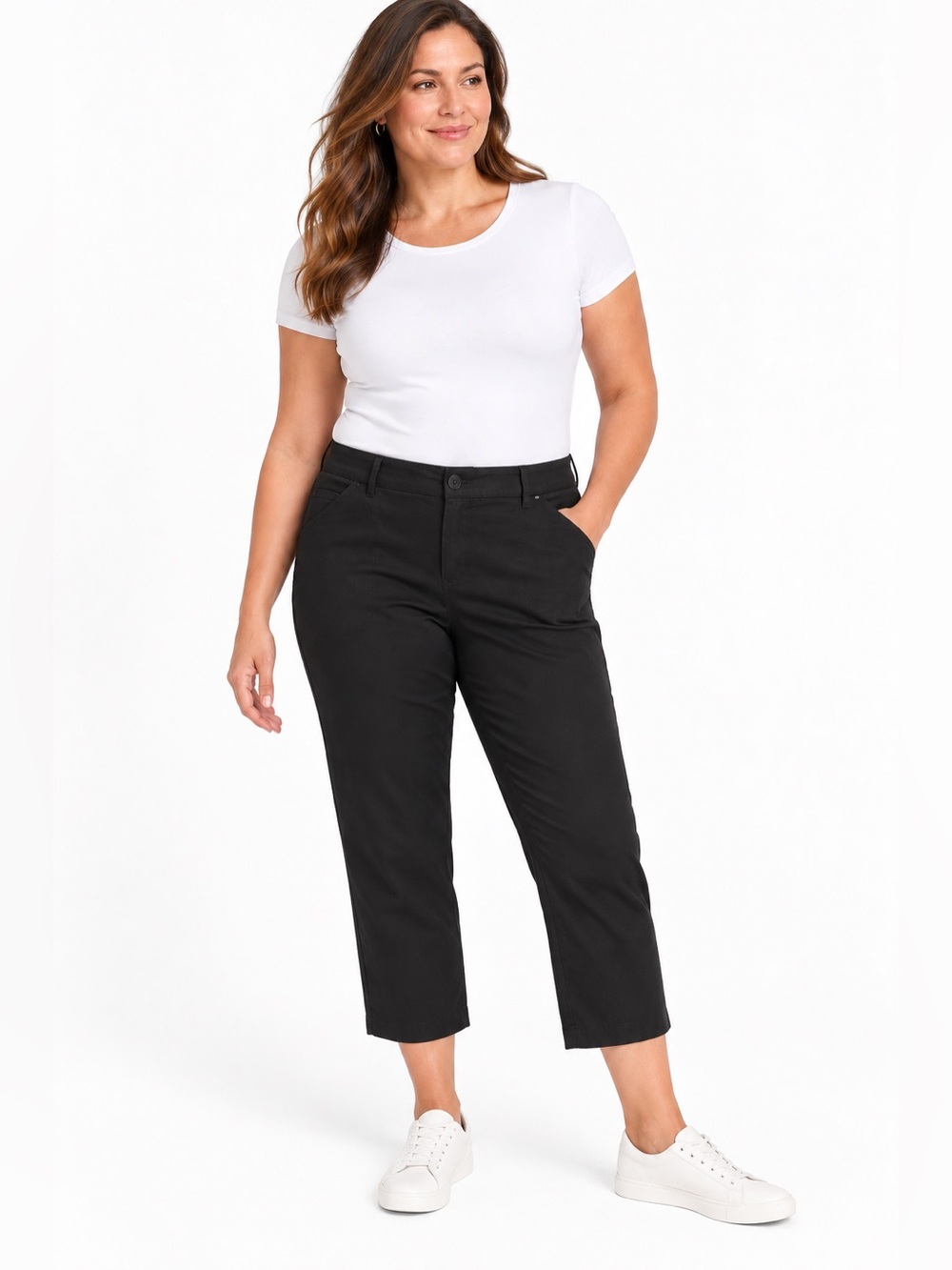 Talbots Perfect Crop Pants Womens 18W Curvy Black Stretch Straight Leg Cropped